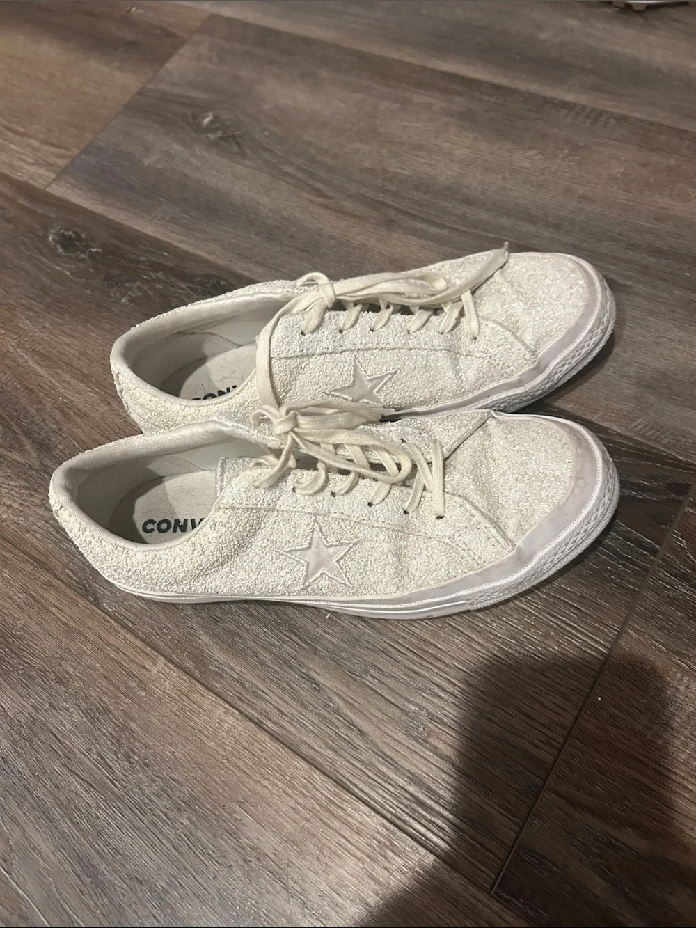 Converse All Star white glitter size 8 White Star Accent Low-Top Sneakers GUC - Picture 3 of 4
